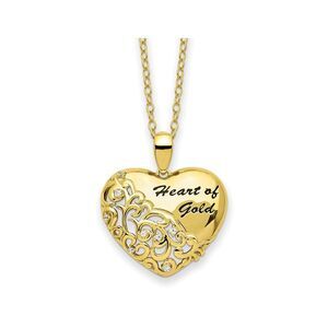 Sterling Silver Gold Plated Heart Pendant Necklace with Synthetic Cubic Zirconia